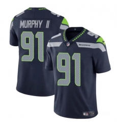 Men's Seattle Seahawks #91 Byron Murphy II Navy 2024 Draft Vapor Limited Football Stitched Jersey