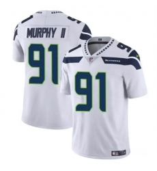 Men's Seattle Seahawks #91 Byron Murphy II White 2024 Draft Vapor Limited Football Stitched Jersey