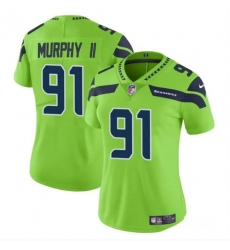 Women's Seattle Seahawks #91 Byron Murphy II 2024 Draft Green Vapor Limited Football Stitched Jersey(Run Small)