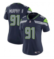 Women's Seattle Seahawks #91 Byron Murphy II 2024 Draft Navy Vapor Limited Football Stitched Jersey(Run Small)