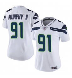 Women's Seattle Seahawks #91 Byron Murphy II 2024 Draft White Vapor Limited Football Stitched Jersey(Run Small)