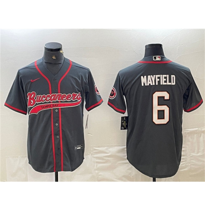 Men's Tampa Bay Buccaneers #6 Baker Mayfield Grey Cool Base Baseball Stitched Jersey