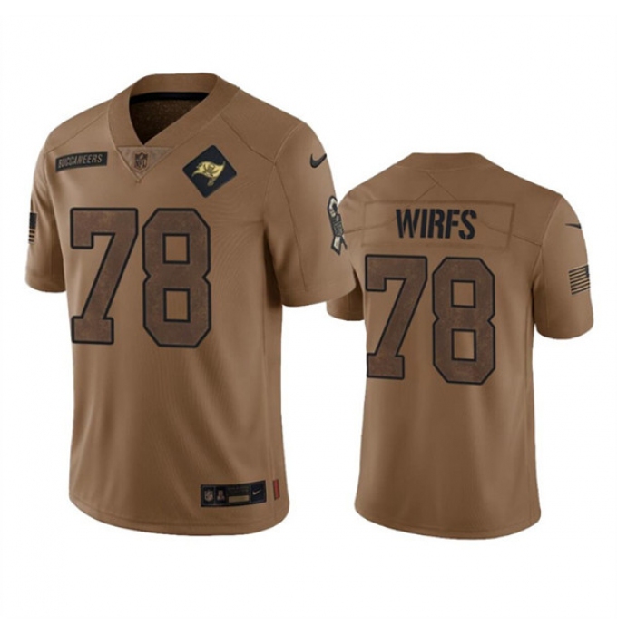 Men's Tampa Bay Buccaneers #78 Tristan Wirfs 2023 Brown Salute To Service Limited Football Stitched Jersey