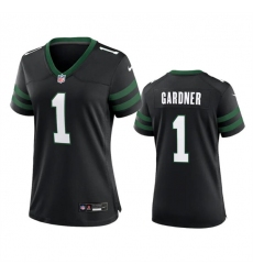 Women's New York Jets #1 Sauce Gardner Black 2024 Football Stitched Jersey(Run Small)