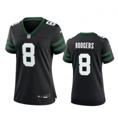 Women's New York Jets #8 Aaron Rodgers Black 2024 Football Stitched Jersey(Run Small)