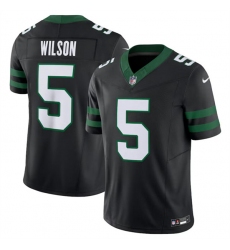 Men's New York Jets #5 Garrett Wilson Black 2024 F.U.S.E. Vapor Limited Football Stitched Jersey