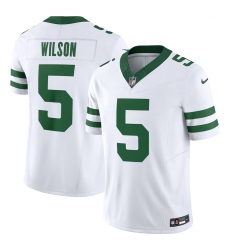 Men's New York Jets #5 Garrett Wilson White 2023 F.U.S.E. Vapor Limited Throwback Stitched Football Jersey