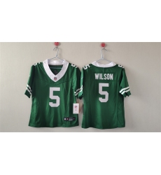 Women's New York Jets #5 Garrett Wilson Green 2024 FU.S.E Vapor Football Stitched Jersey