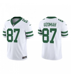 Men's Nike New York Jets #87 C.J. Uzomah White 2023 F.U.S.E. Vapor Limited Throwback Stitched Football Jersey