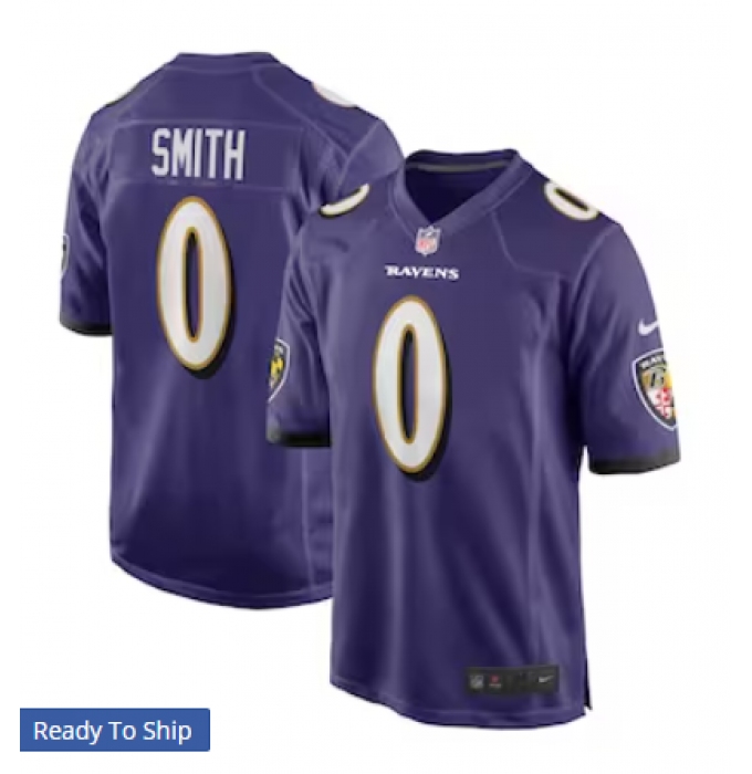 Men's Nike Baltimore Ravens #0 Roquan Smith Purple Team Limited Jersey