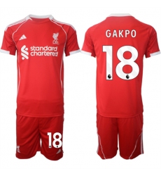 Men's Liverpool #18 Cody Gakpo 2025 Red Home Soccer Jersey Suit