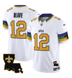 Men's New Orleans Saints #12 Chris Olave White 2024 F.U.S.E. Vapor Limited Stitched Jersey