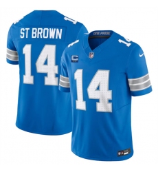 Men's Detroit Lions #14 Amon-Ra St. Brown Blue 2024 F.U.S.E. With 2-Star C Vapor Limited Stitched Jersey