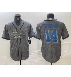 Men's Detroit Lions #14 Amon-Ra St. Brown Gray Cool Base Stitched Baseball Jersey