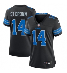 Women's Detroit Lions #14 Amon-Ra St. Brown Black 2nd Alternate Stitched Jersey(Run Smaller)