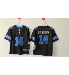 Women's Detroit Lions #14 Amon-Ra St. Brown Black Vapor Football Stitched Jersey(Run Smaller)