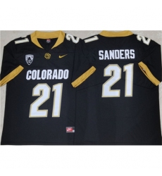 Women's Colorado Buffaloes #21 Shilo Sanders Black 2023 With PAC-12 Patch Stitched Football Jersey