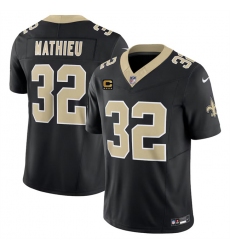 Men's New Orleans Saints #32 Tyrann Mathieu Black 2024 F.U.S.E With 4-Star C Vapor Limited Stitched Football Jersey