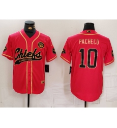 Men's Kansas City Chiefs #10 Isiah Pacheco Red Gold Cool Base Stitched Baseball Jersey