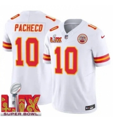 Men's Kansas City Chiefs Isiah Pacheco #10 White 2024 2025 Super Bowl LIX F U S E Stitched Jersey