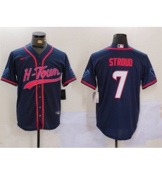 Men's Houston Texans #7 C.J. Stroud Navy With Cool Base Stitched Baseball Jersey