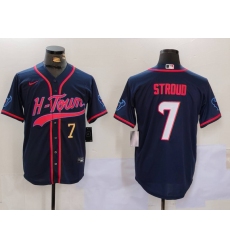 Men's Houston Texans #7 C.J. Stroud Navy With Cool Base Stitched Baseball Jerseys