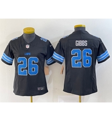 Women's Detroit Lions #26 Jahmyr Gibbs Black 2024 F.U.S.E. 2nd Alternate Vapor Limited Football Stitched Jersey