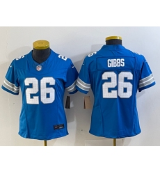 Women's Detroit Lions #26 Jahmyr Gibbs Limited Blue 2024 FUSE Vapor Jersey