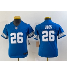 Youth Detroit Lions #26 Jahmyr Gibbs Limited Blue 2024 FUSE Vapor Jersey