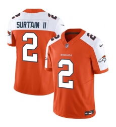 Men's Denver Broncos #2 Pat Surtain II Orange 2024 Draft F.U.S.E. Alternate Vapor Limited Stitched Jersey