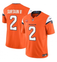 Men's Denver Broncos #2 Pat Surtain II Orange 2024 F.U.S.E. With 1-Star C Vapor Limited Stitched Football Jersey