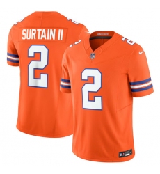 Men's Denver Broncos #2 Pat Surtain II Orange Mile High Collection F.U.S.E. 1977 Throwback Vapor Limited Stitched Jersey