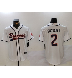 Men's Denver Broncos #2 Pat Surtain II White Cool Base Stitched Baseball Jersey