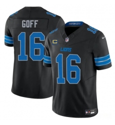 Men's Detroit Lions #16 Jared Goff Black 2024 F.U.S.E. With 4-Star C 2nd Alternate Vapor Limited Stitched Jersey