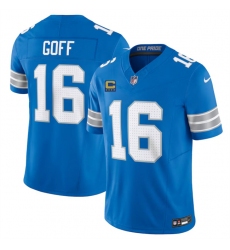 Men's Detroit Lions #16 Jared Goff Blue 2024 F.U.S.E. With 4-Star C Vapor Limited Stitched Jersey