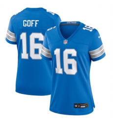 Women's Detroit Lions #16 Jared Goff Blue Stitched Jersey(Run Smaller)