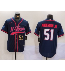 Men's Houston Texans #51 Will Anderson Jr. Navy With Cool Base Stitched Baseball Jersey