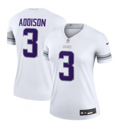 Women's Minnesota Vikings #3 Jordan Addison White Winter Warrior Limited Football Stitched Jersey