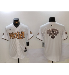 Men's New Orleans Saints Blank White Nola Baseball Jerseys