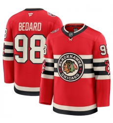 Men's Chicago Blackhawks #98 Connor Bedard Red 2024-25 Winter Classic Stitched Hockey Jersey