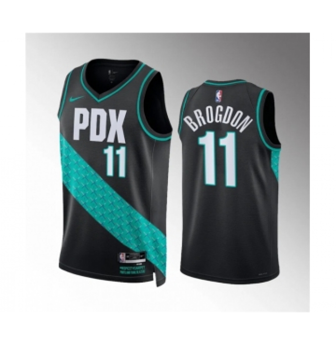 Men's Portland Trail Blazers #11 Malcolm Brogdon 2022-23 Black City Edition Stitched Basketball Jersey
