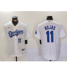 Men's Los Angeles Dodgers #11 Miguel Rojas Number White Cool Base Stitched Jerseys