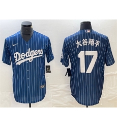 Mens Los Angeles Dodgers #17 大谷翔平 Navy Cool Base With Stitched Baseball Jersey