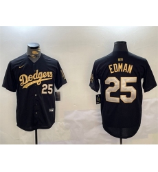 Men's Los Angeles Dodgers #25 Tommy Edman Black Gold Limited Stitched Baseball Jersey