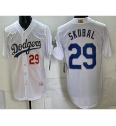Men's Los Angeles Dodgers #29 Tarik Skubal White 2026 Gold Collection Stadium Jersey