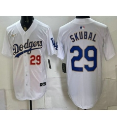 Men's Los Angeles Dodgers #29 Tarik Skubal White Gold Limited Stitched Jersey
