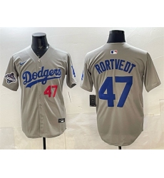 Men's Los Angeles Dodgers #47 Ben Rortvedt Gray 2025 World Series Champions Limited Stitched Baseball Jersey