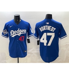 Men's Los Angeles Dodgers #47 Ben Rortvedt Royal 2025 World Series Champions Limited Stitched Baseball Jersey