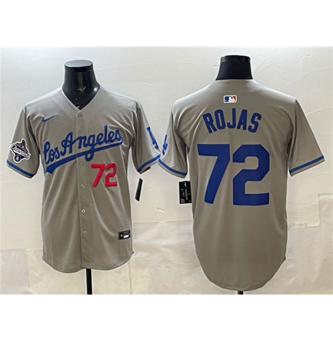 Men's Los Angeles Dodgers #72 Miguel Rojas Gray 2025 World Series Champions Limited Stitched Baseball Jersey