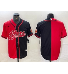 Men's San Francisco 49ers Blank Red Black White Blue Two Tone Stitched Baseball Jersey